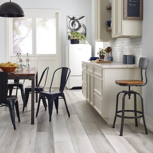 Vintage style kitchen with grey waterproof flooring | Floor Systems in Lisbon, ME