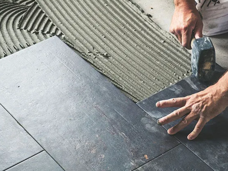 Tile flooring installation from Floor Systems in Lisbon, ME