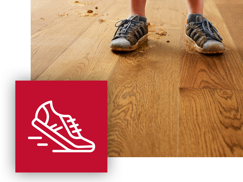 Standing with muddy shoes on a wood floor | Floor Systems in Lisbon, ME
