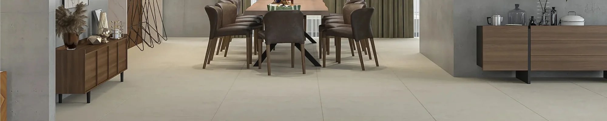 Tile flooring in a modern dining area from Floor Systems in Lisbon, ME